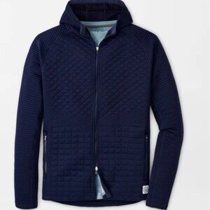 Peter Millar Orion Performance Crown Sport Quilted Hoodie Golf Jacket Navy NWT
